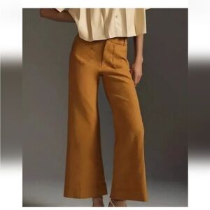 Anthropologie Maeve Colette Wide-leg cropped pant Linen Edition 24 Petite